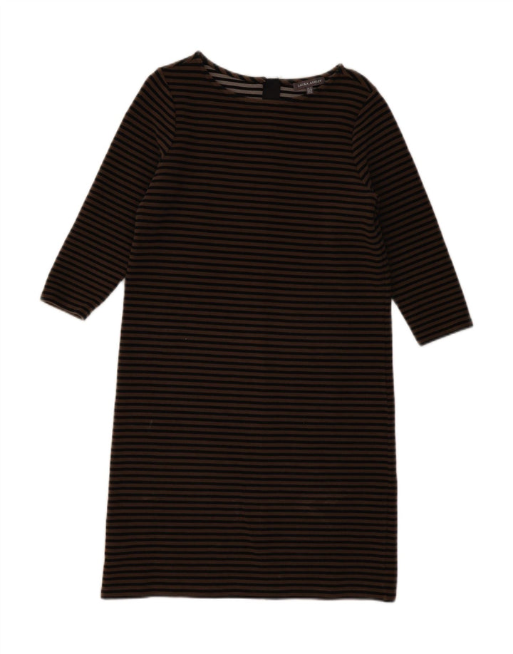 LAURA ASHLEY Damska sukienka typu shift z rękawem 3/4 UK 12 w średnie beżowe paski