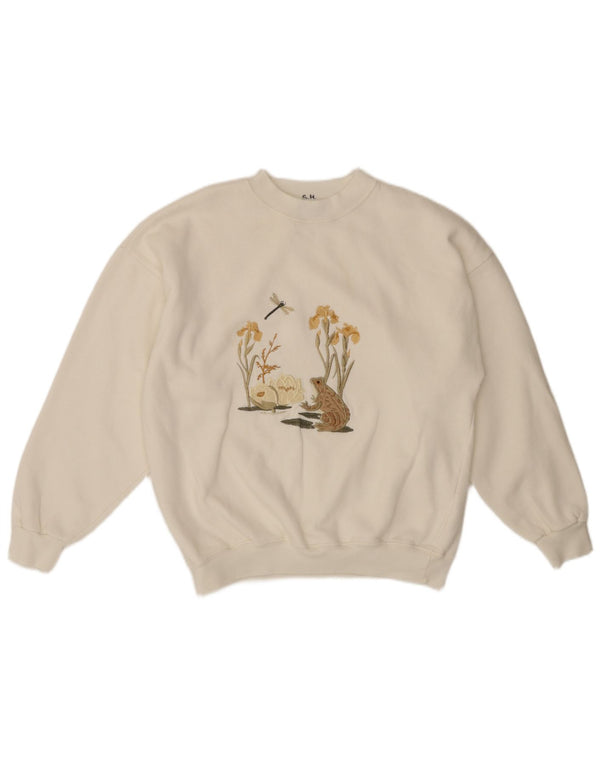 Sweter damski ACORN z okrągłym dekoltem UK 16, duży, biały akryl