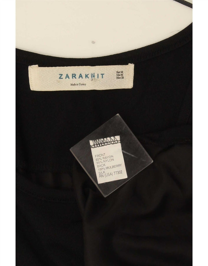 Damska tunika bez rękawów Zara UK 12, średni czarny sztuczny jedwab