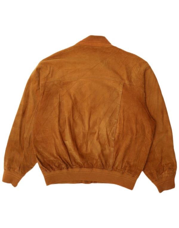 Vintage męska zamszowa kurtka bomber UK 42 XL brązowa skóra