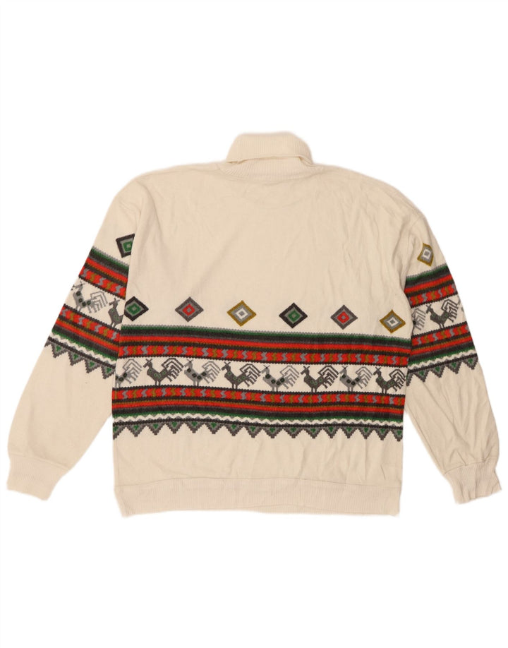 Vintage damski sweter z wywijanym dekoltem IT 44/46 Średni biały poliakryl
