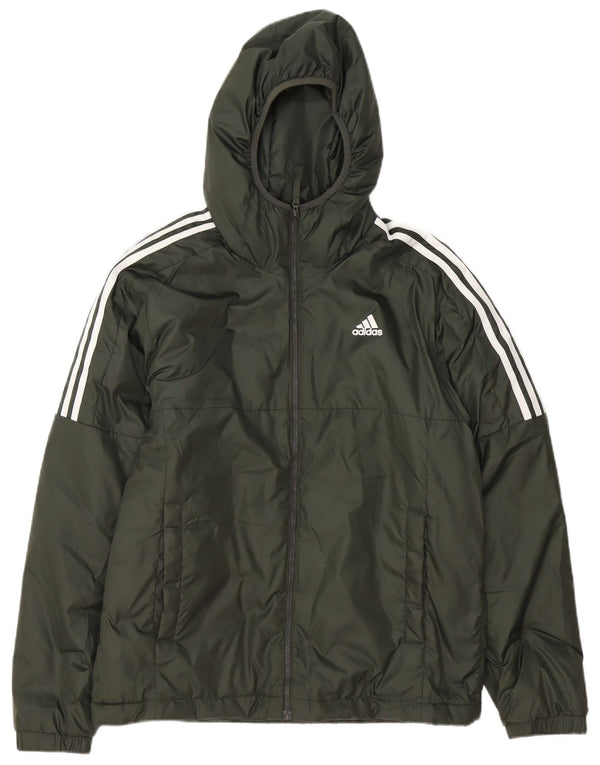 Męska wyściełana kurtka z kapturem Adidas UK 38 Średni zielony poliester