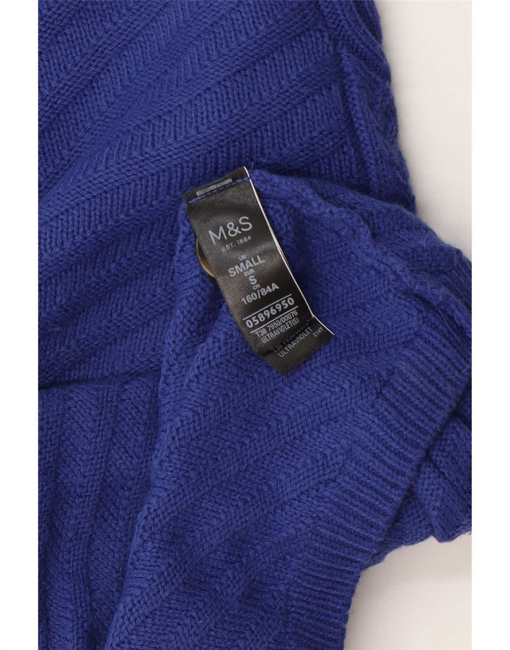Marks & Spencer Damski sweter z golfem UK 10, mały, niebieski akryl