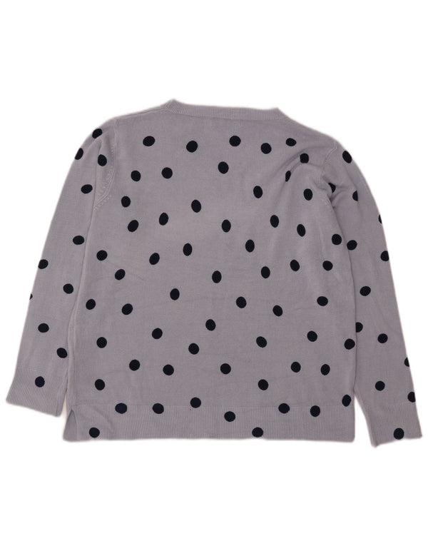 Marks & Spencer Damski sweter z dekoltem w łódkę UK 16, duży, niebieski w kropki