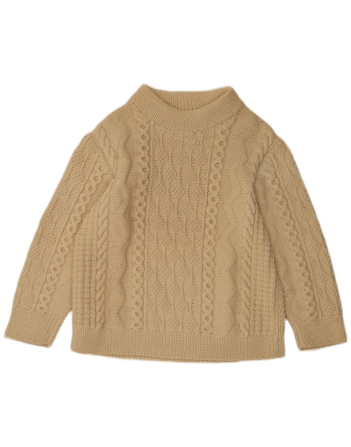 Vintage męski sweter z golfem, duży, beżowy