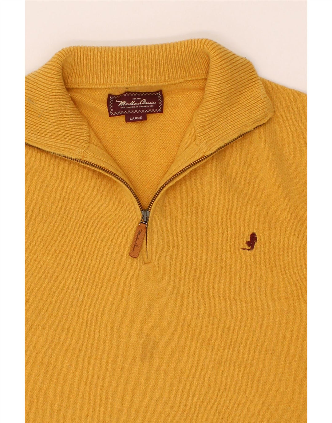 MARLBORO CLASSICS Męski sweter zapinany na zamek, duży, żółty, wełniany