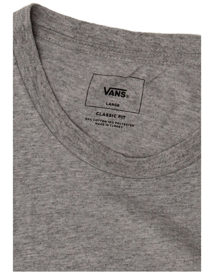 Męski T-shirt VANS o klasycznym kroju, duży, szary, bawełniany w cętki
