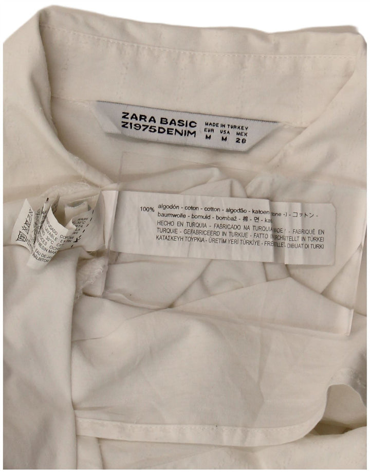 Damska sukienka koszulowa oversize Zara UK 14 Średnia biała bawełna
