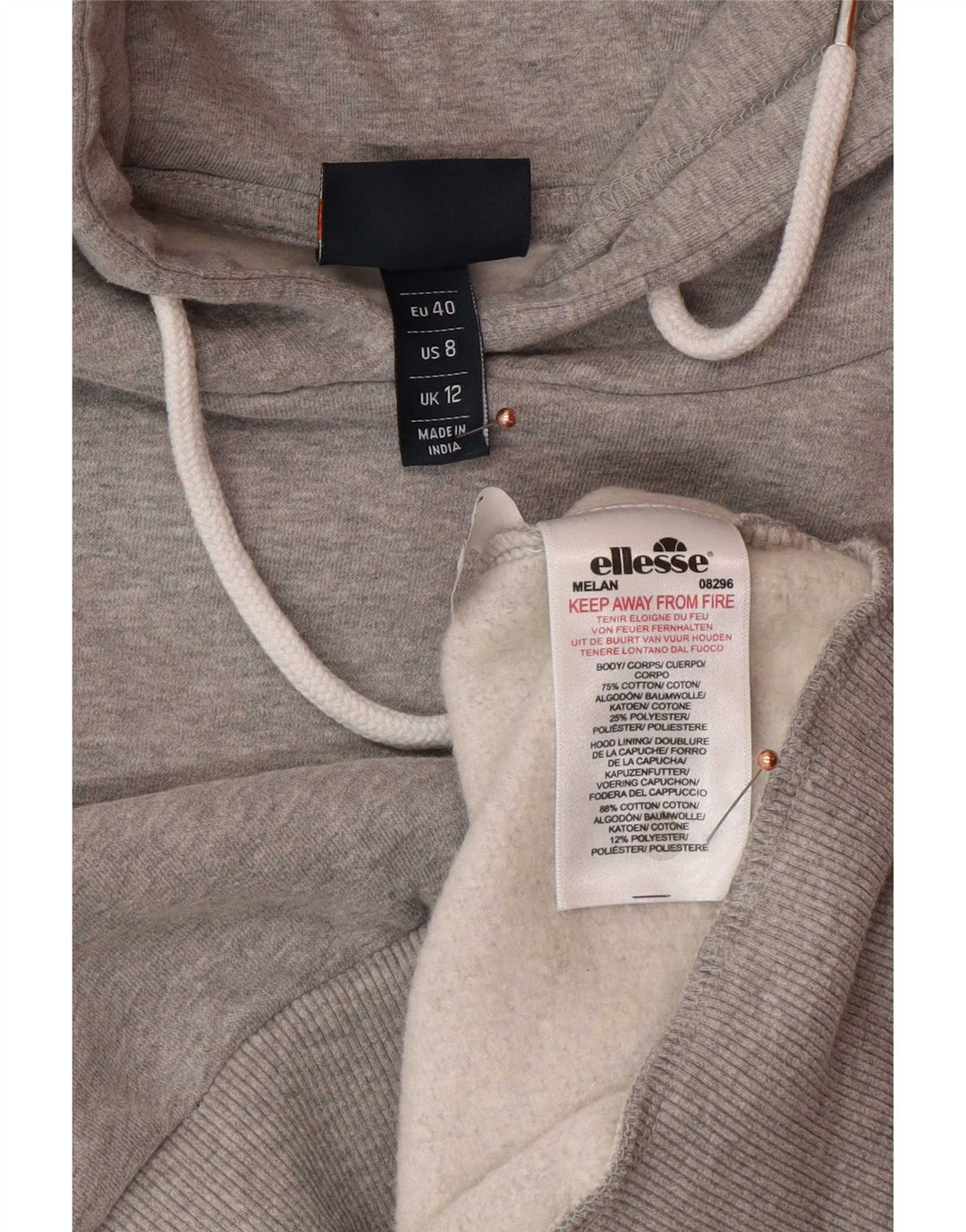 Damska bluza z kapturem Ellesse Crop Graphic Oversize UK 12 Medium Grey