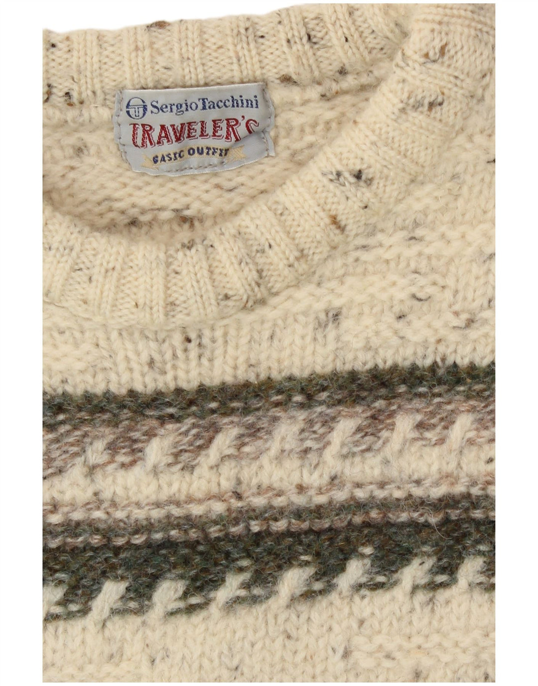 Damski sweter Sergio Tacchini z dekoltem w łódkę, UK 8, mały, w kolorze złamanej bieli