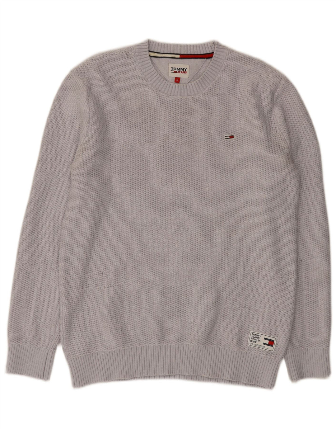 Męski sweter z okrągłym dekoltem Tommy Hilfiger, średnioszary poliester