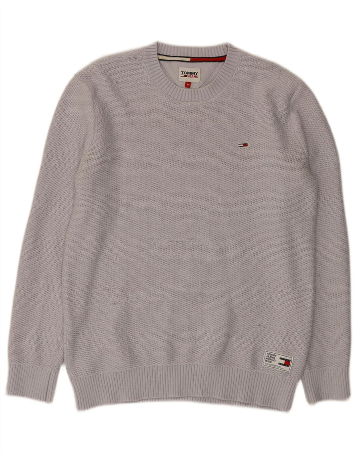 Męski sweter z okrągłym dekoltem Tommy Hilfiger, średnioszary poliester