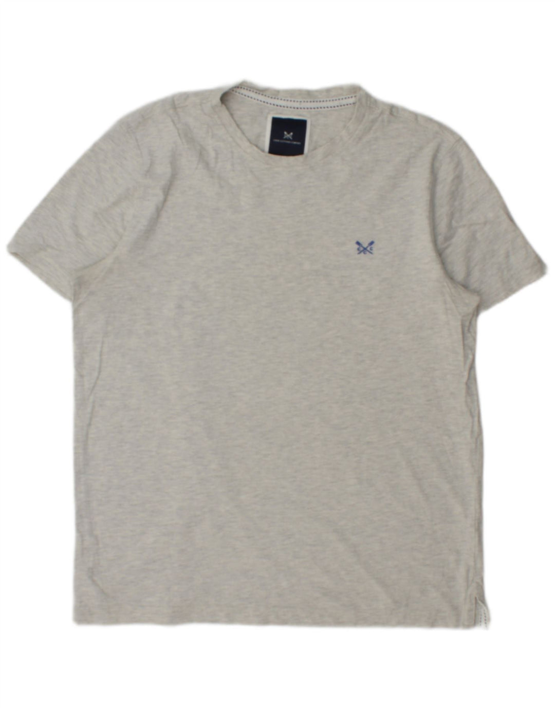 CREW CLOTHING Męski T-shirt Top Średniej Szarej Bawełny Nakrapianej