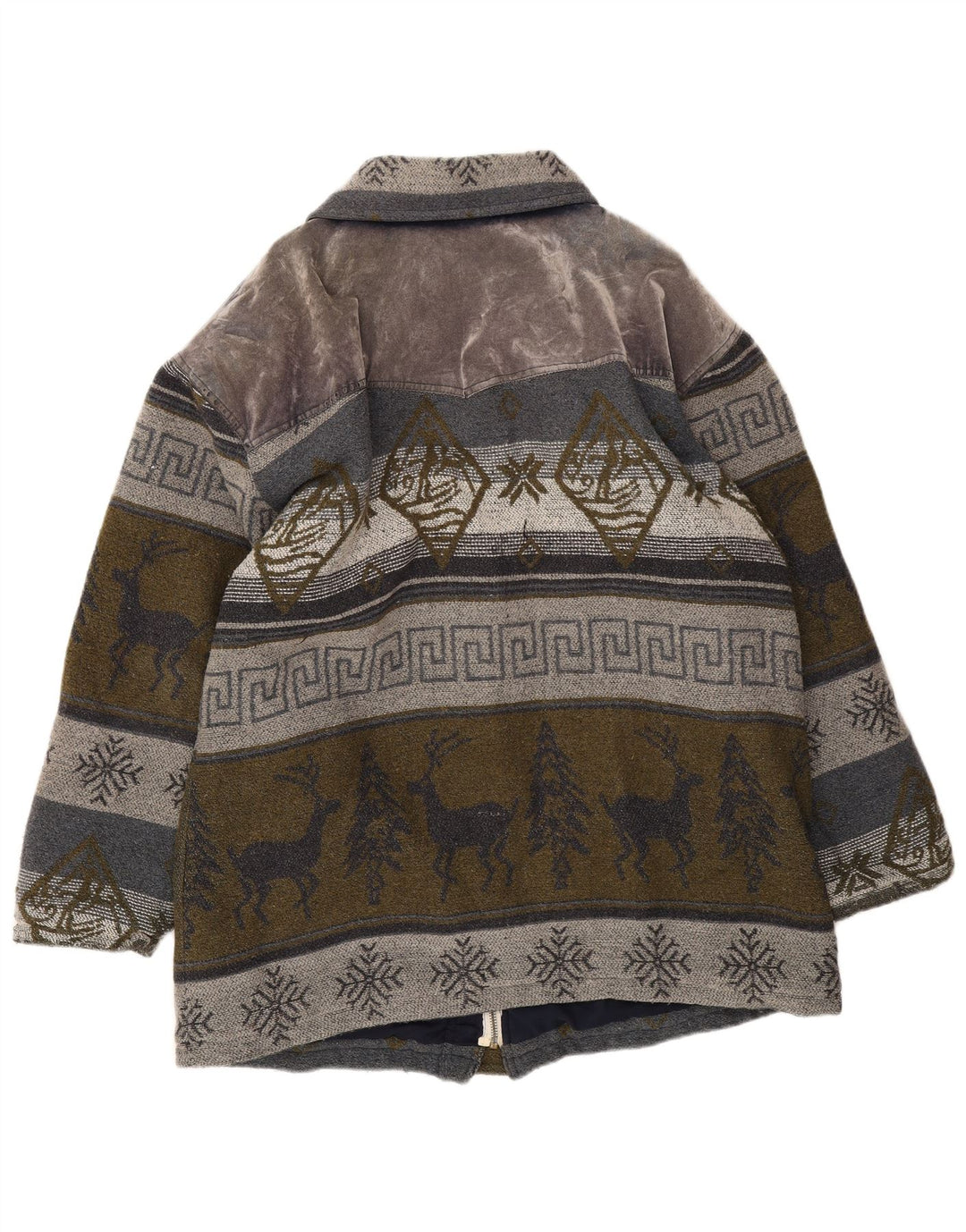 Vintage męska kurtka marynarska UK 40 duża szara wełna Fair Isle