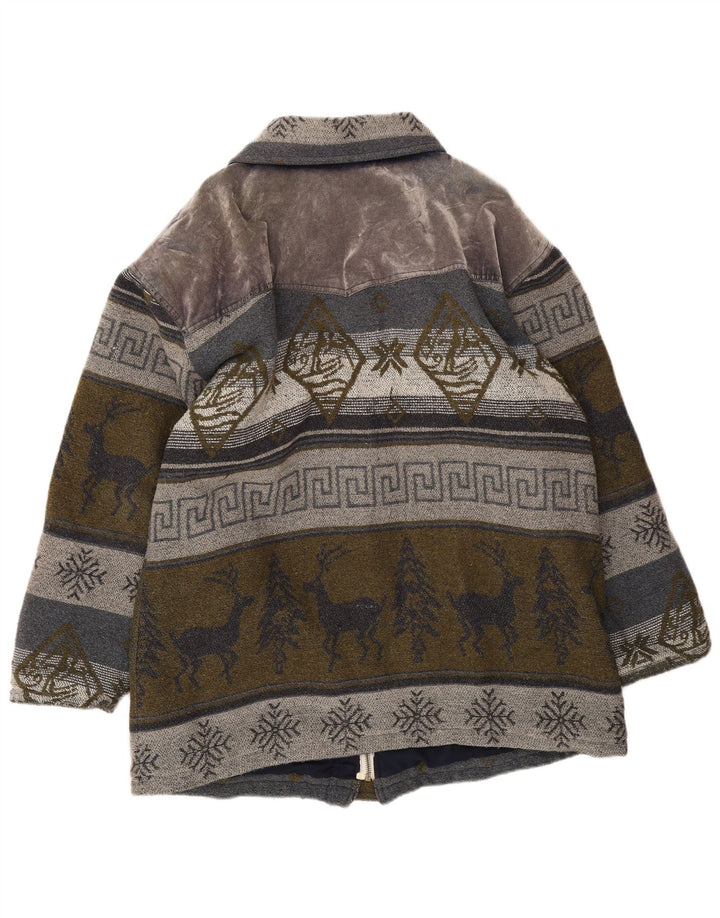 Vintage męska kurtka marynarska UK 40 duża szara wełna Fair Isle
