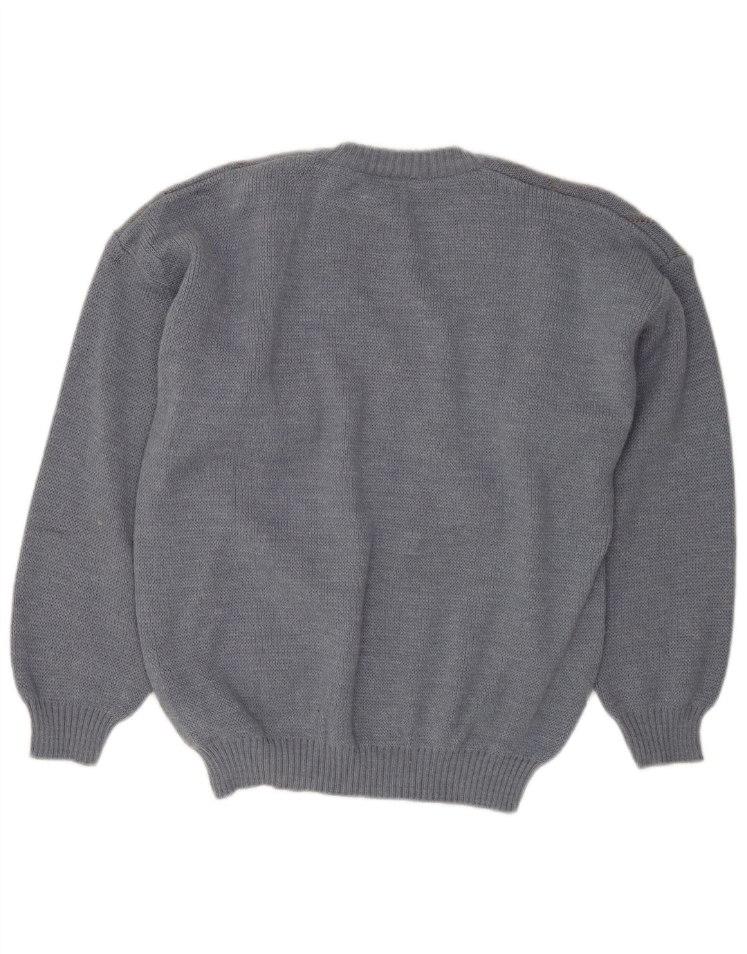 Męski sweter VINTAGE z dekoltem w szpic IT 50, średni niebieski Argyle/diamentowa wełna