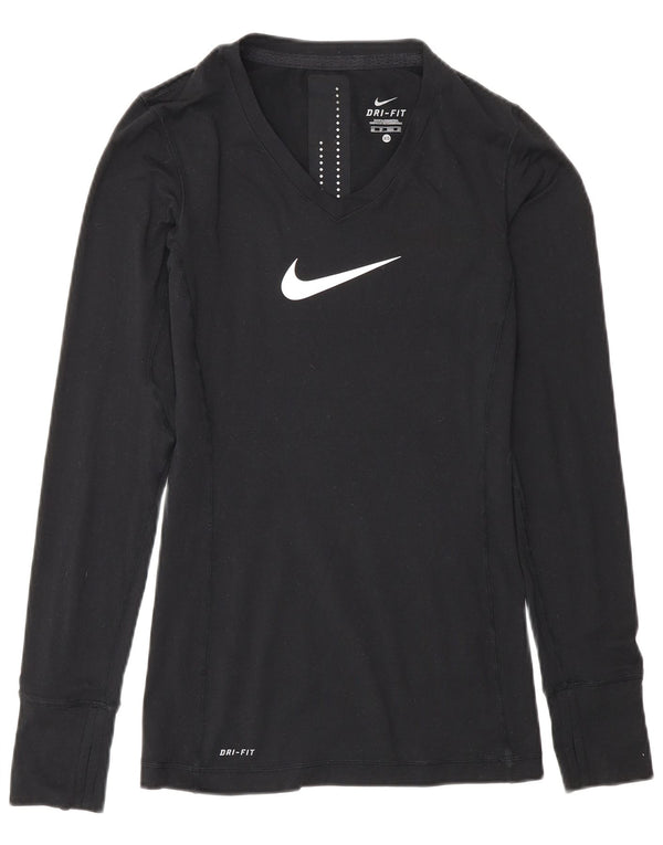 Nike Mens Dri Fit Graphic Top Long Sleeve XS Black Polyester
