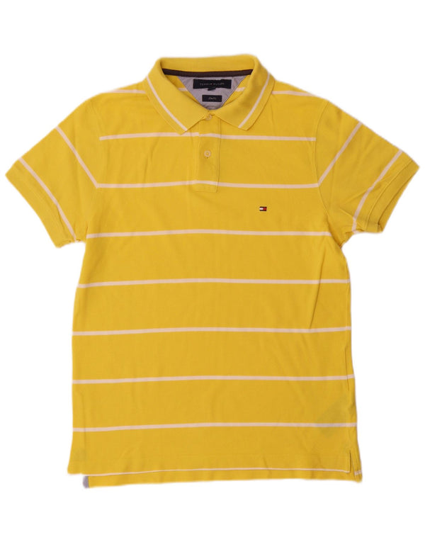 Męska koszulka polo slim fit Tommy Hilfiger z krótkim rękawem, w średnie żółte paski