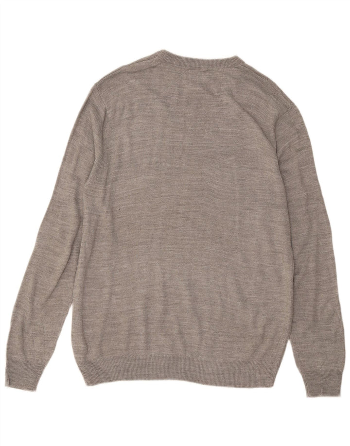 Męski sweter z okrągłym dekoltem Pierre Cardin, duży, szary, akrylowy