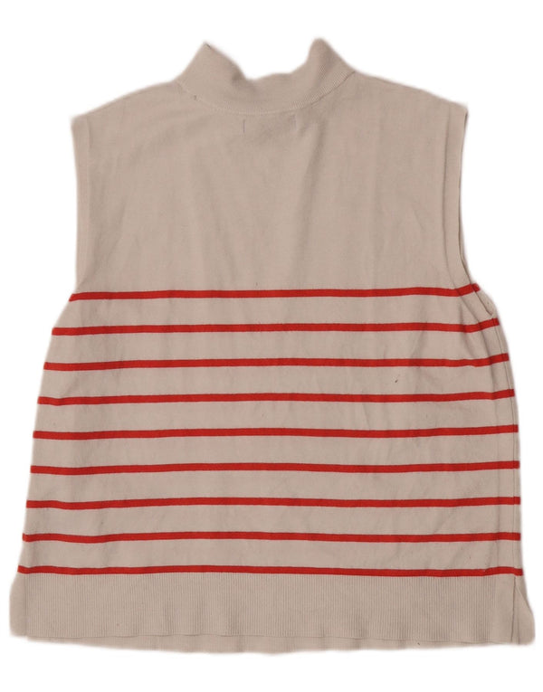 Marks & Spencer Womens Vest Top UK 14 Medium Beige Striped Viscose