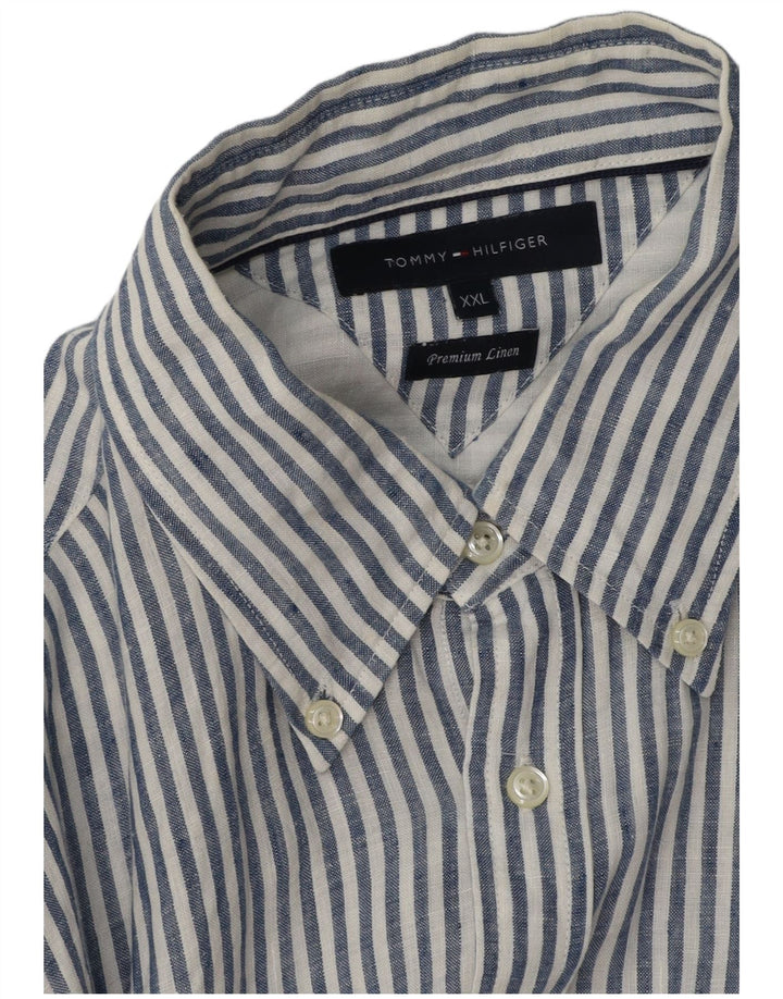 Koszula męska Tommy Hilfiger 2XL niebieska lniana w prążki