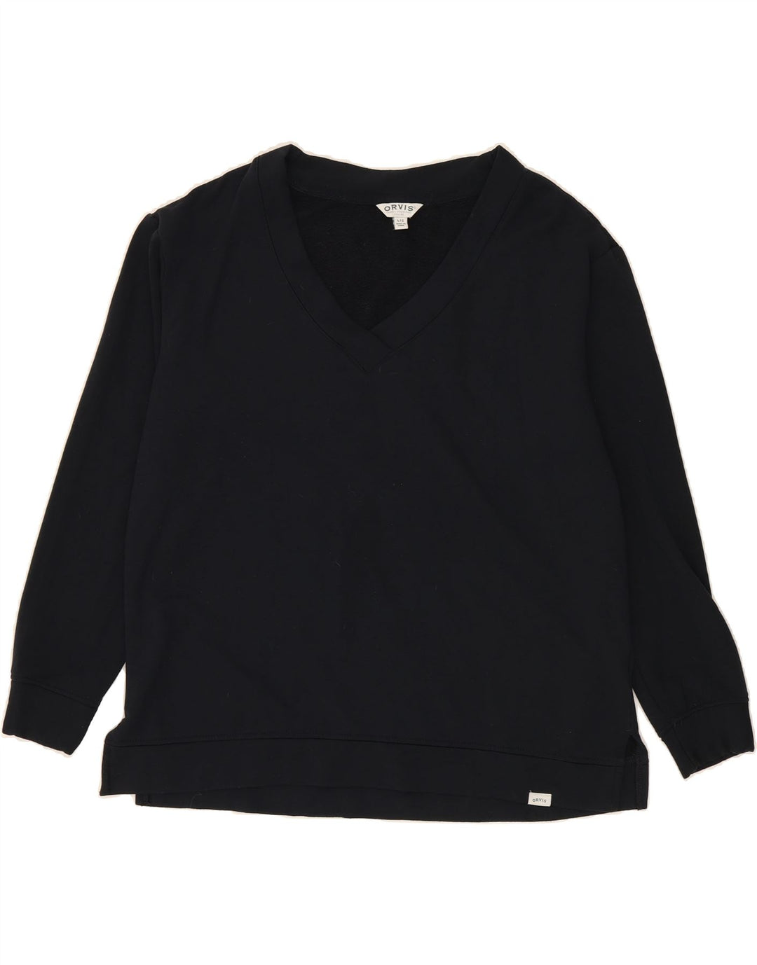 ORVIS Womens Sweatshirt Jumper UK 16 Large Navy Blue Modal Vintage Orvis and Second-Hand Orvis from Messina Hembry 