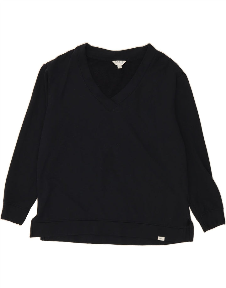 ORVIS Womens Sweatshirt Jumper UK 16 Large Navy Blue Modal Vintage Orvis and Second-Hand Orvis from Messina Hembry 