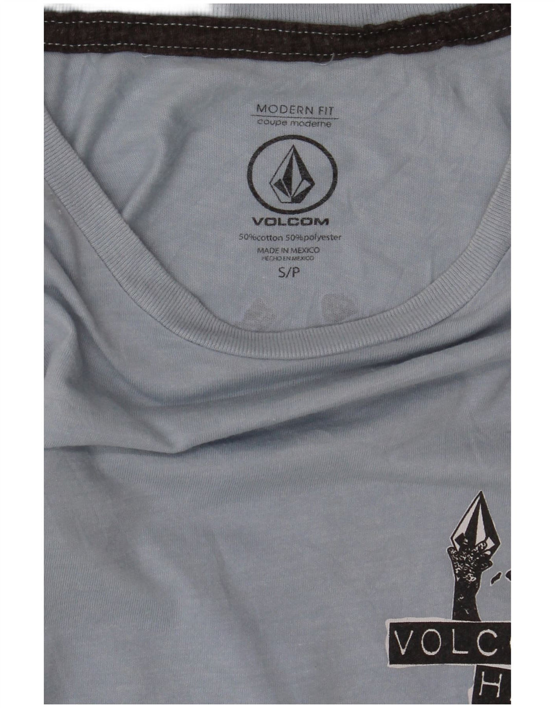 Męski T-shirt z grafiką o nowoczesnym kroju Volcom, mały, niebieski, bawełniany