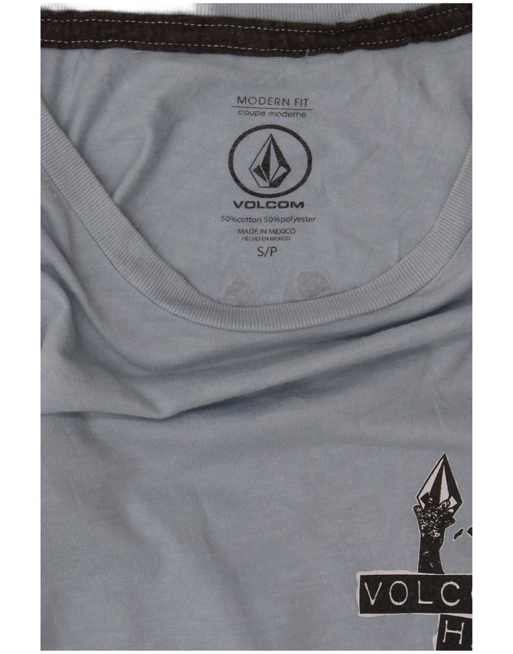 Męski T-shirt z grafiką o nowoczesnym kroju Volcom, mały, niebieski, bawełniany