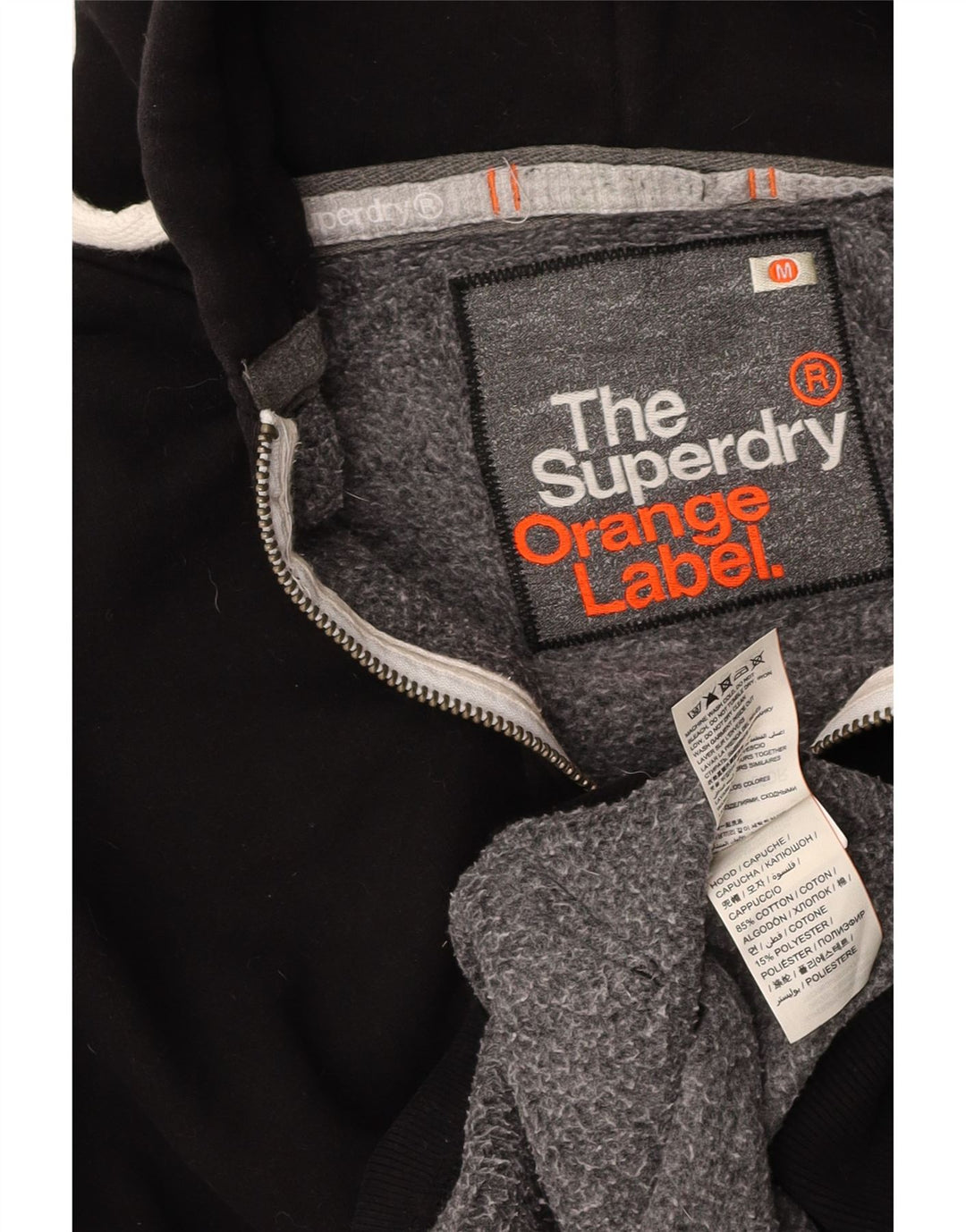 SUPERDRY Męski sweter z kapturem i zamkiem, średnia czarna bawełna