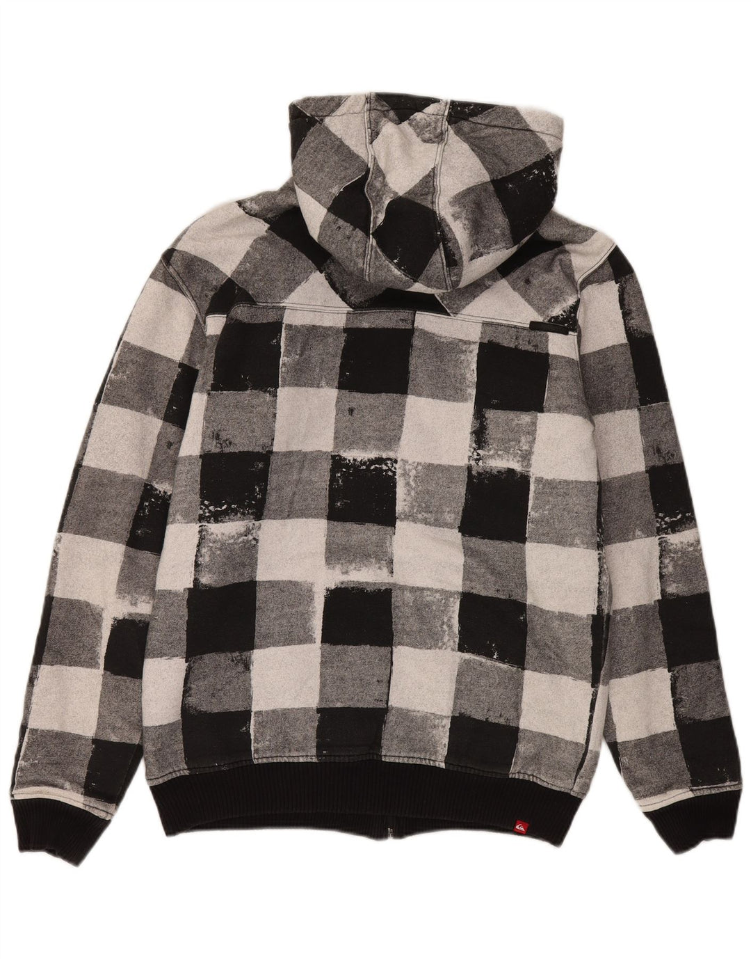 Męski sweter z kapturem i zamkiem błyskawicznym Quiksilver, średnia czarna bawełna w kratkę