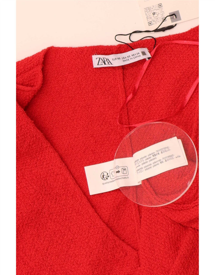 Damski top oversize Zara z rękawem 3/4, UK 6 XS, czerwony poliester