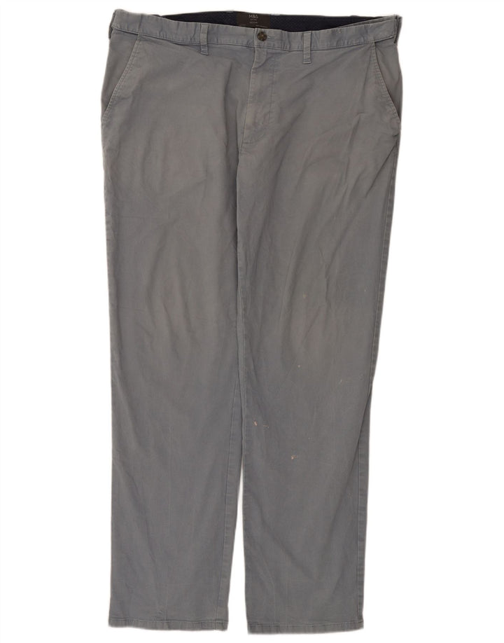 Męskie spodnie typu chino Regular Marks & Spencer W40 L33 Szara bawełna