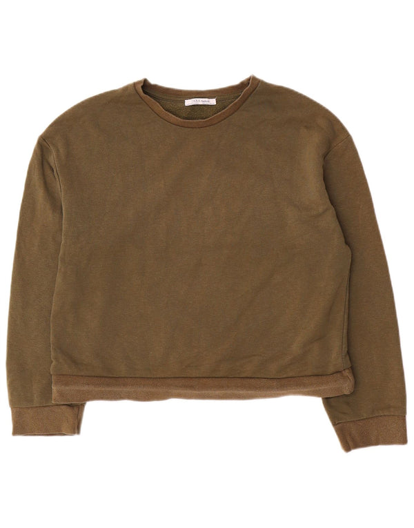 Damski sweter oversize Zara UK 10, mały, bawełniany khaki