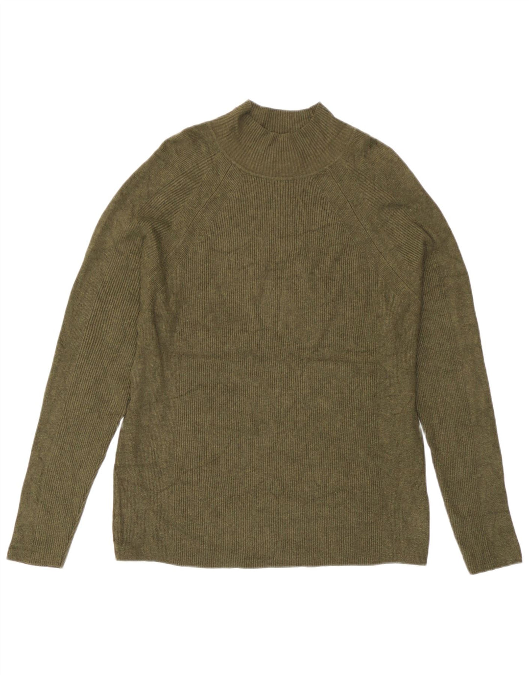 Marks & Spencer Damski sweter z golfem, UK 16, duży, khaki, wiskoza