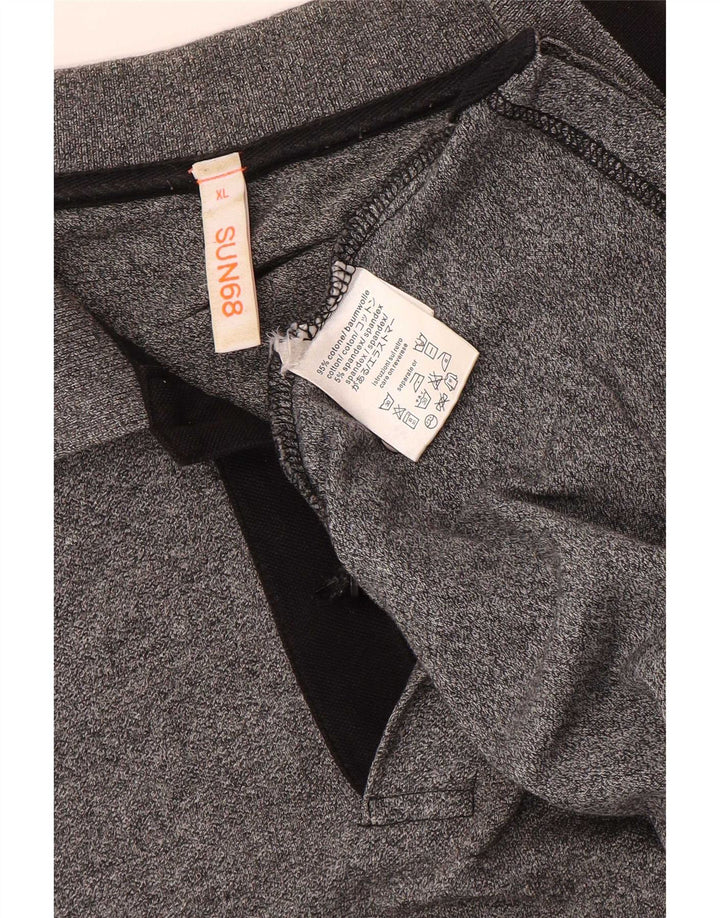 Męska koszulka polo z długim rękawem Sun68 XL, szara bawełna
