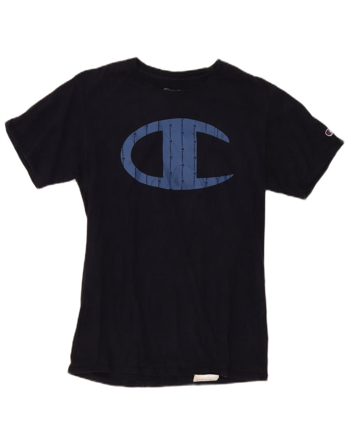 Męski T-shirt Champion z grafiką, mały, czarny, bawełniany