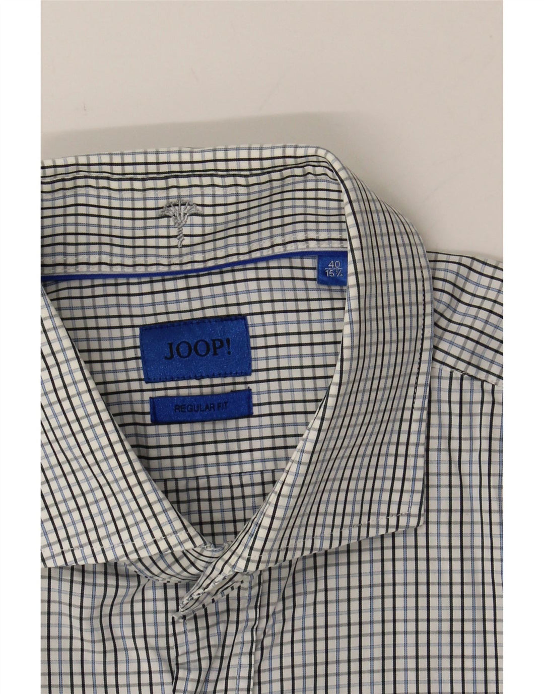 JOOP Mens Regular Fit Shirt Size 15 1/2 40 Medium Blue Check Vintage Joop and Second-Hand Joop from Messina Hembry 