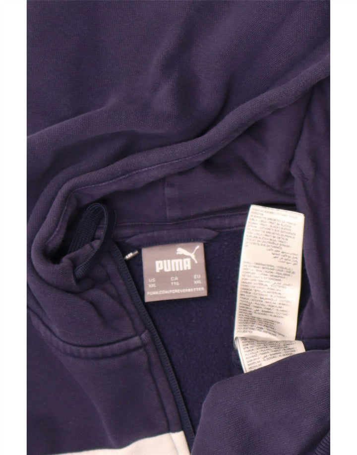Męski sweter Puma z kapturem i zamkiem błyskawicznym 2XL Granatowy poliester z blokami kolorów