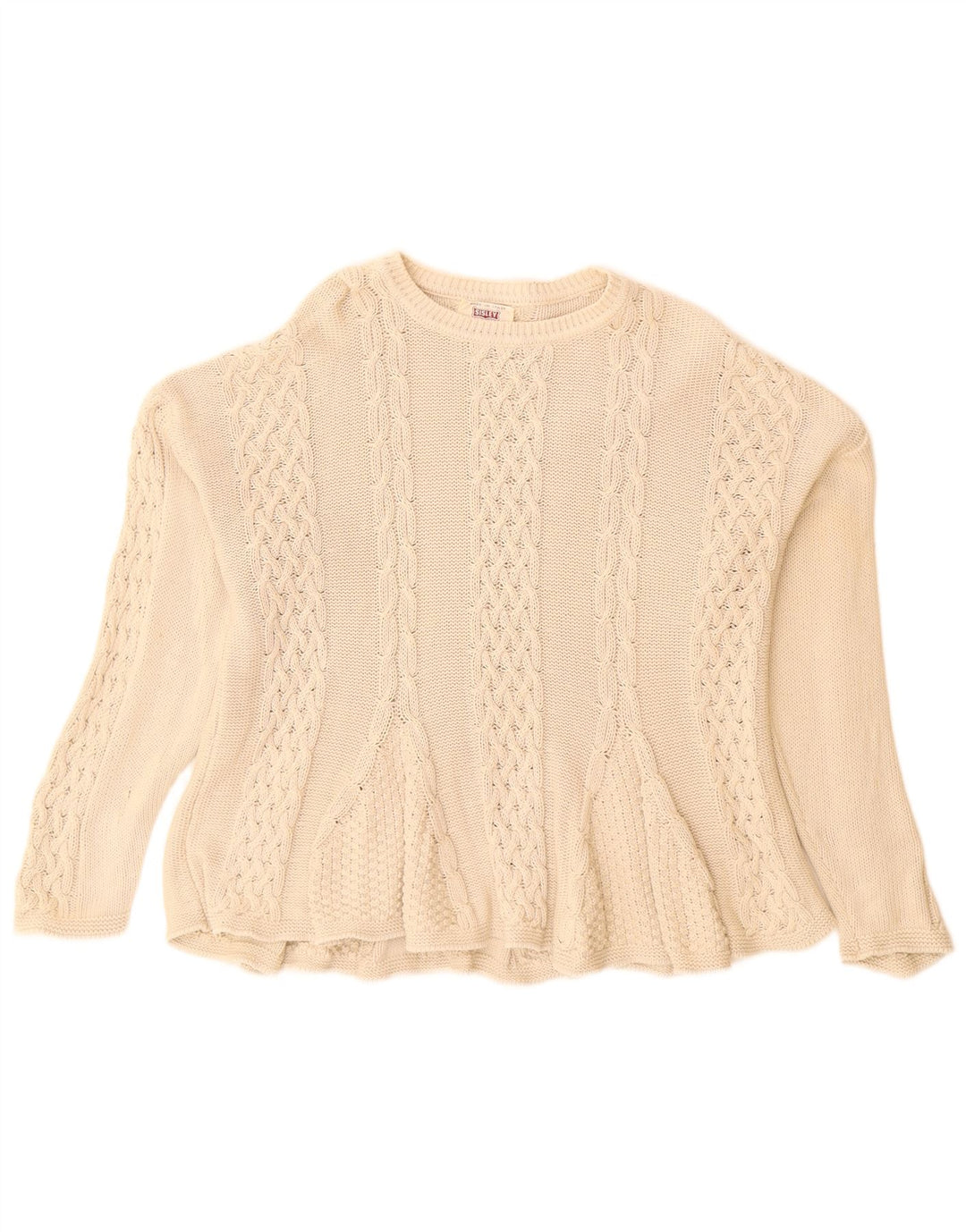 Sweter damski Sisley Relaxed Elegance z okrągłym dekoltem UK 14 średni beż