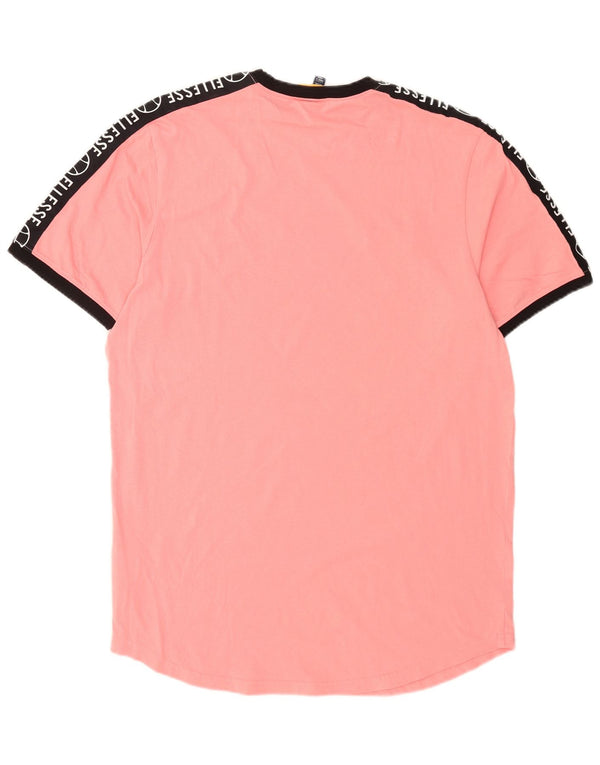 Męski T-shirt z grafiką Ellesse Top 2XL Różowa bawełna z blokami kolorów