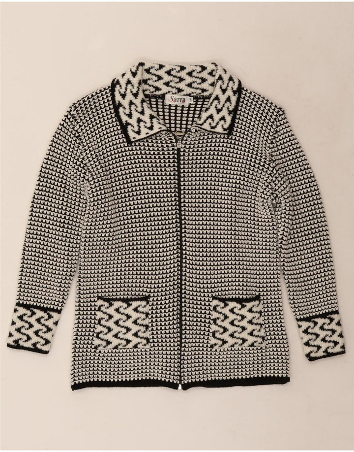 Sweter damski w stylu vintage, UK 14, średni szary, geometryczny