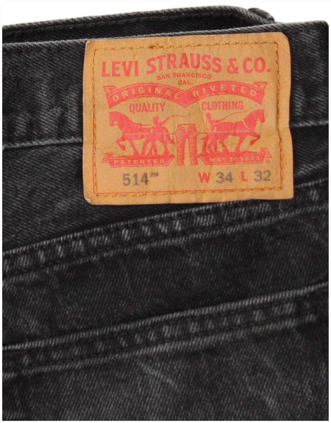 Męskie dżinsy Levi's 514 Straight W34 L30 Czarna bawełna