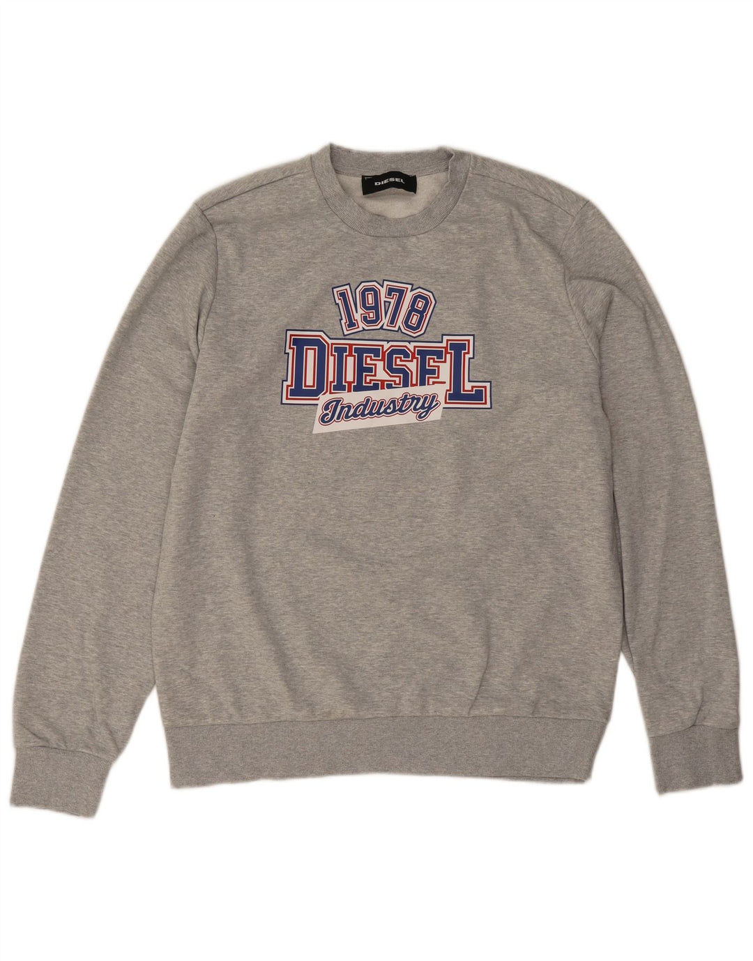 Męska bluza z grafiką Diesel, duża, szara, nakrapiana bawełna