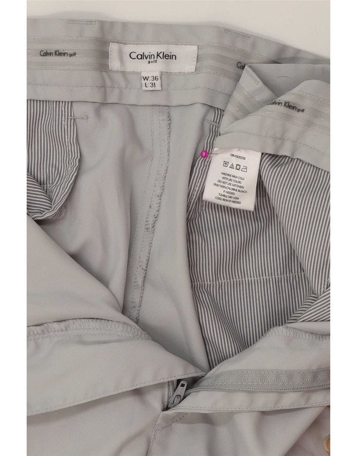 Męskie proste spodnie Calvin Klein W36 L31 Szary poliester