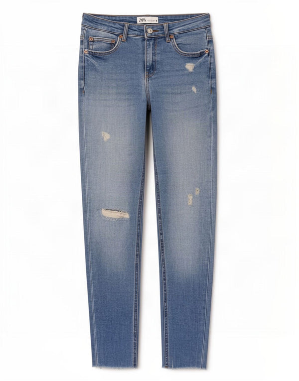 Damskie jeansy Zara Crop Slim EU 38 Small W28 L25 Niebieskie