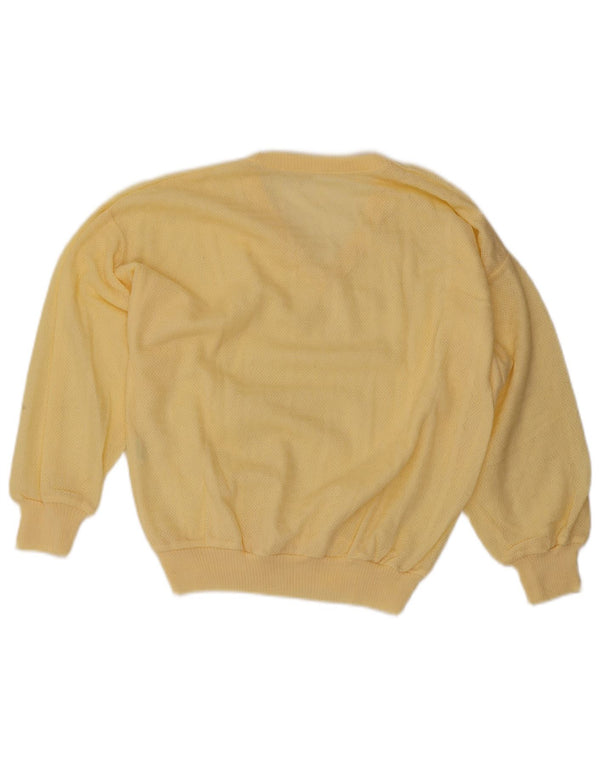 Sweter damski w stylu vintage z dekoltem w kształcie litery V, UK 16, duży, żółty