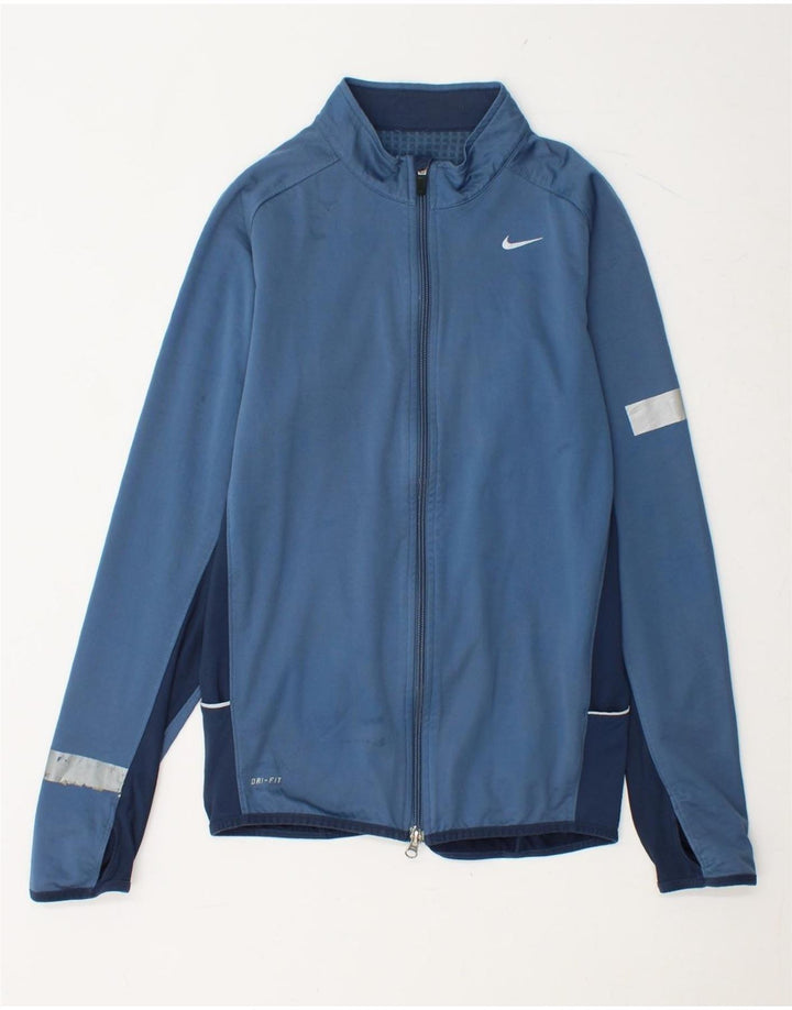 NIKE Mens Dri Fit Tracksuit Top Jacket Small Blue Colourblock