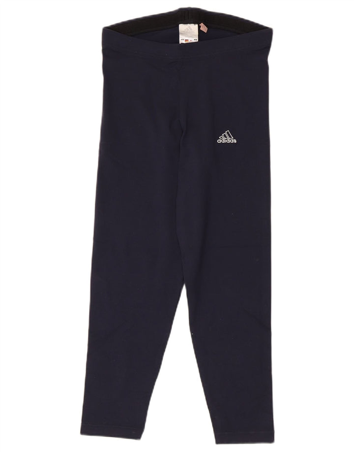 Legginsy damskie Adidas UK 14, duże granatowe, poliamidowe
