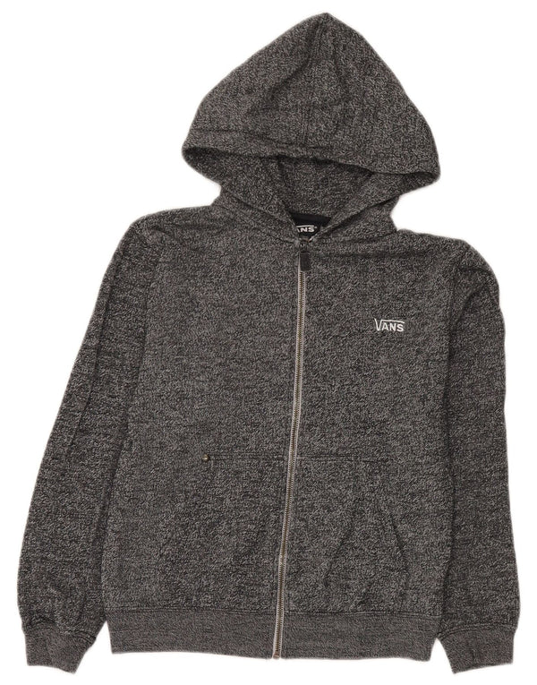 Damski sweter z kapturem i zamkiem VANS UK 10, mały, szary, z bawełny w plamki